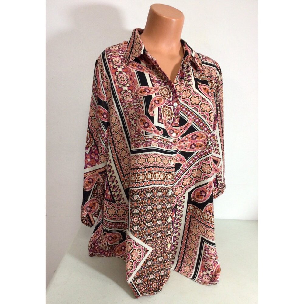 Rose & Olive Paisley Blouse Shirt Womens 1X
